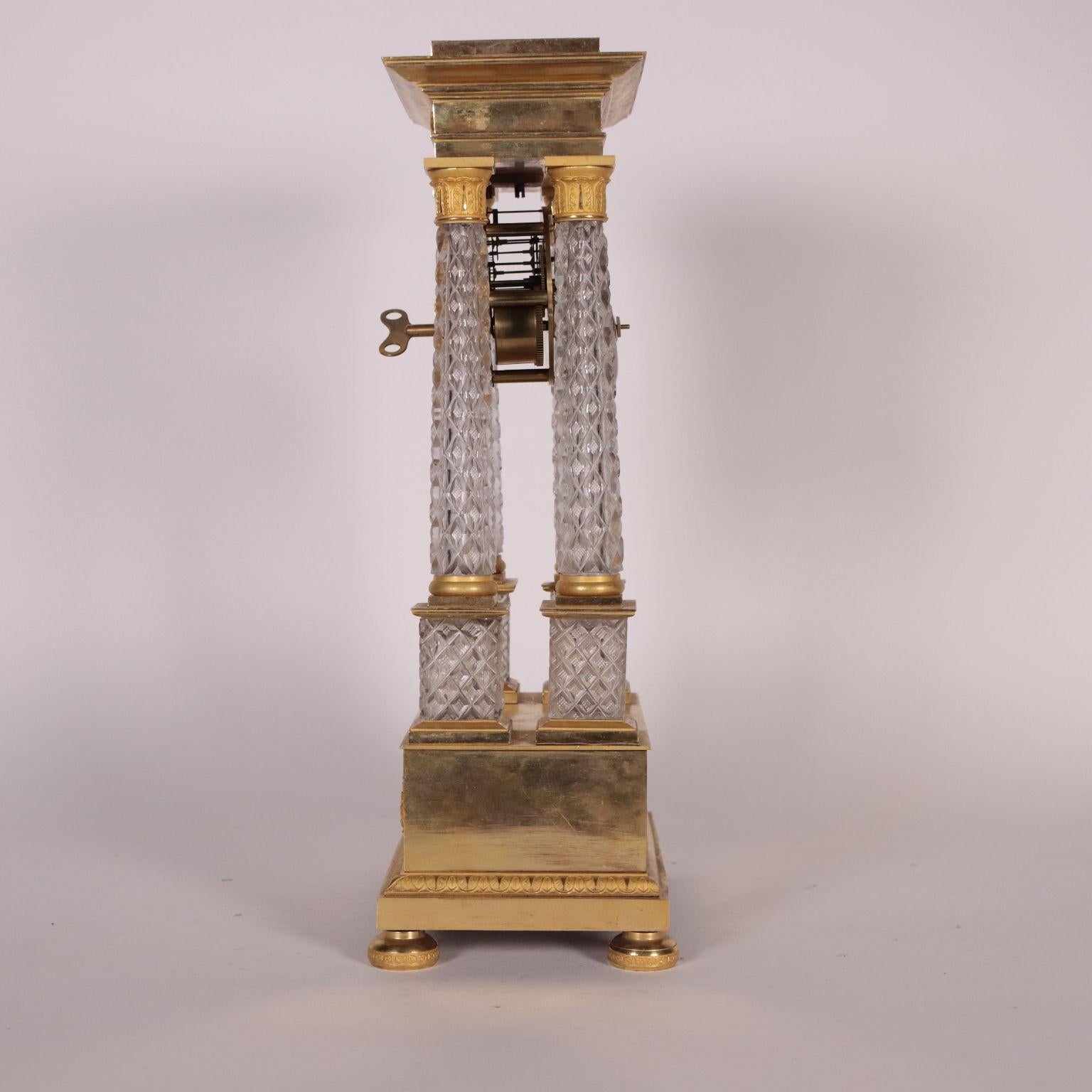 French Charles X Clock Crystal Gilded Bronze, France, circa 1830