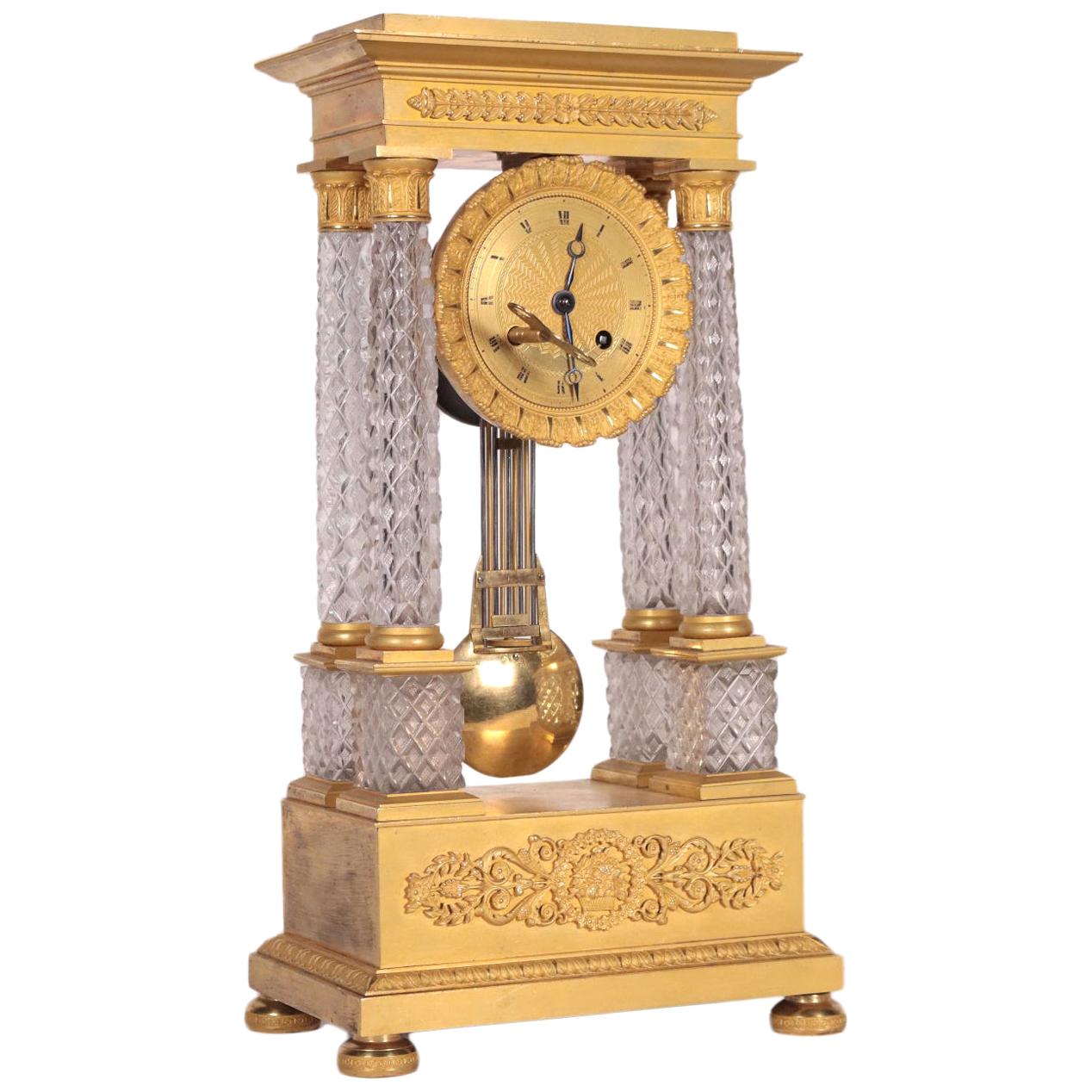 Charles X Clock Crystal Gilded Bronze, France, circa 1830