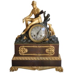 Charles X Clock, Hunter and Dog