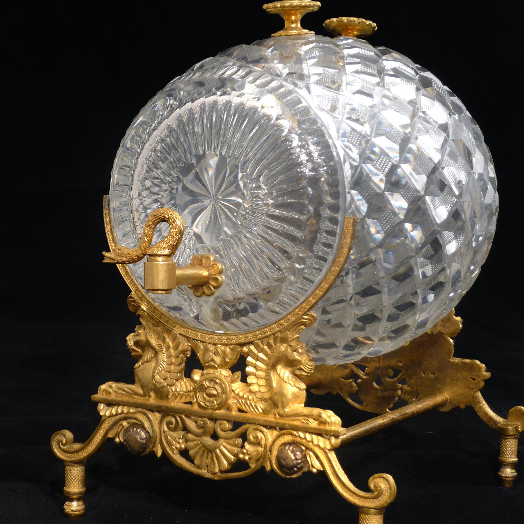 French Charles X Crystal and Gilt-Bronze Spirit or Perfume Dispenser For Sale
