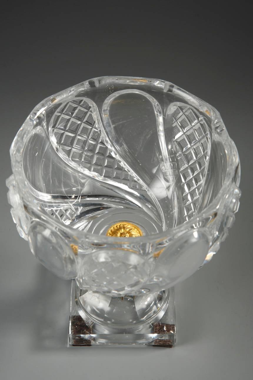 French Charles X Cut-Crystal and Gilt Bronze Goblet