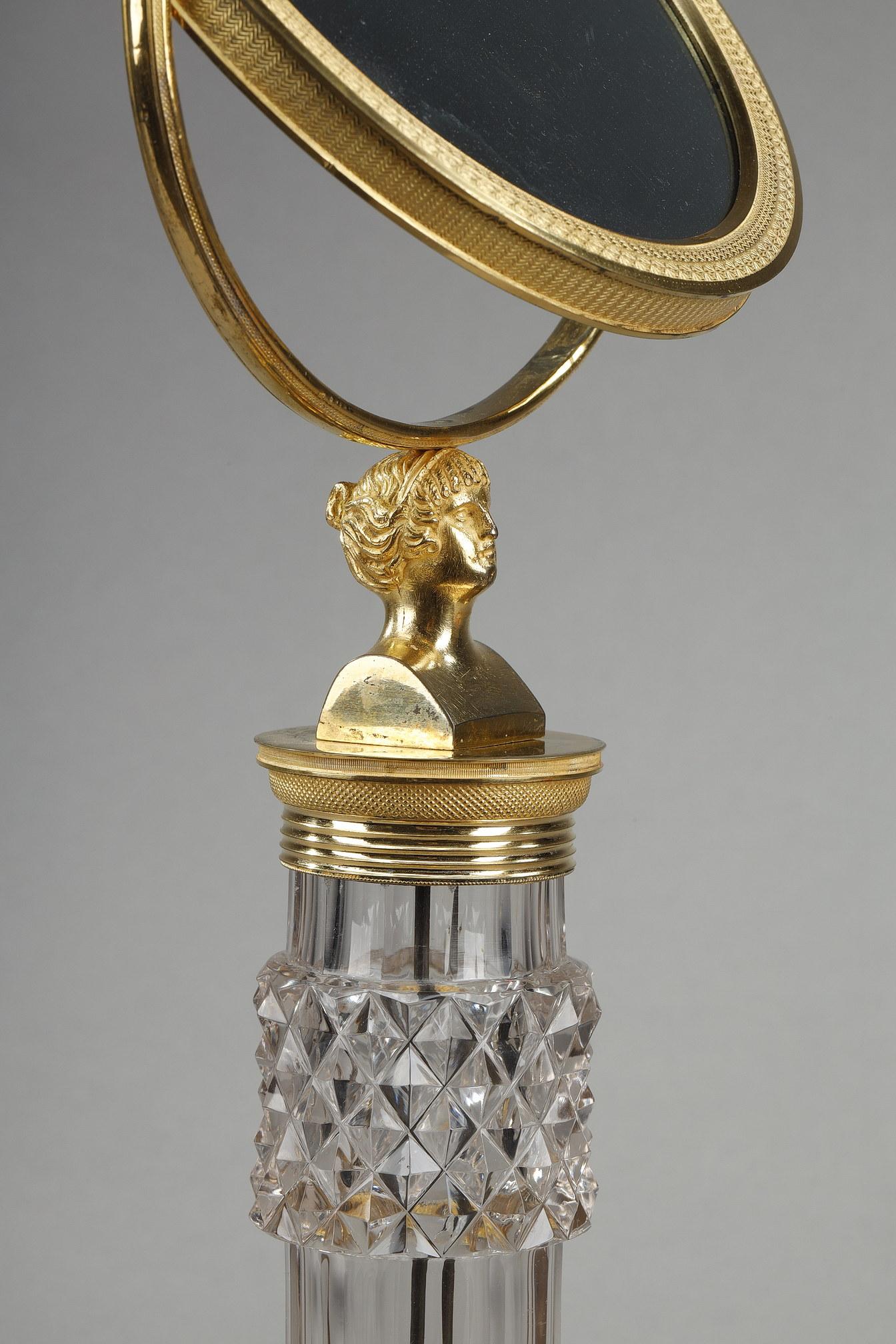Miroir de toilette en cristal taillé Charles X et bronze doré en vente 5