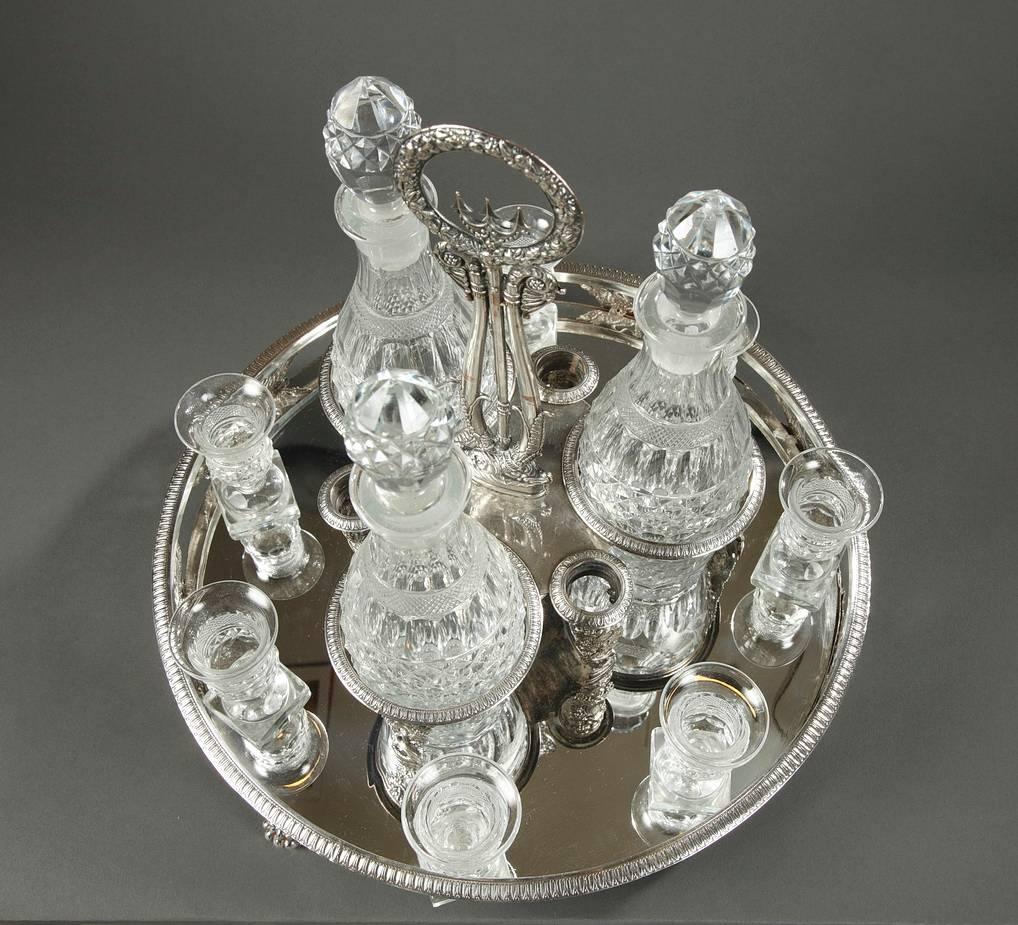 Charles X Cut-Crystal and Silver Plated Liqueur Service In Good Condition In Paris, FR