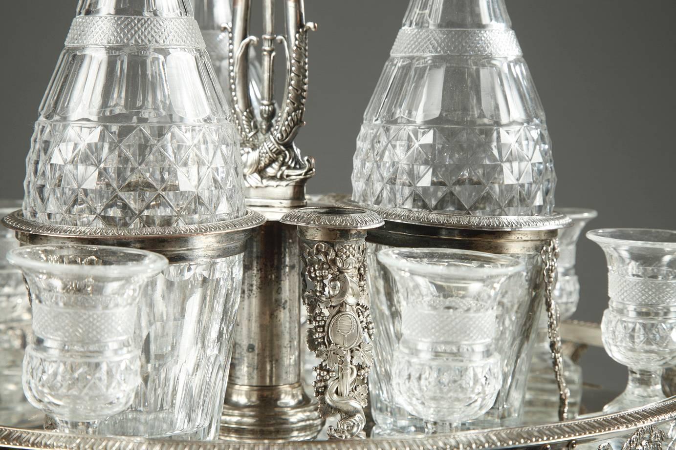 Charles X Cut-Crystal and Silver Plated Liqueur Service 4