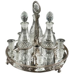 Charles X Cut-Crystal and Silver Plated Liqueur Service
