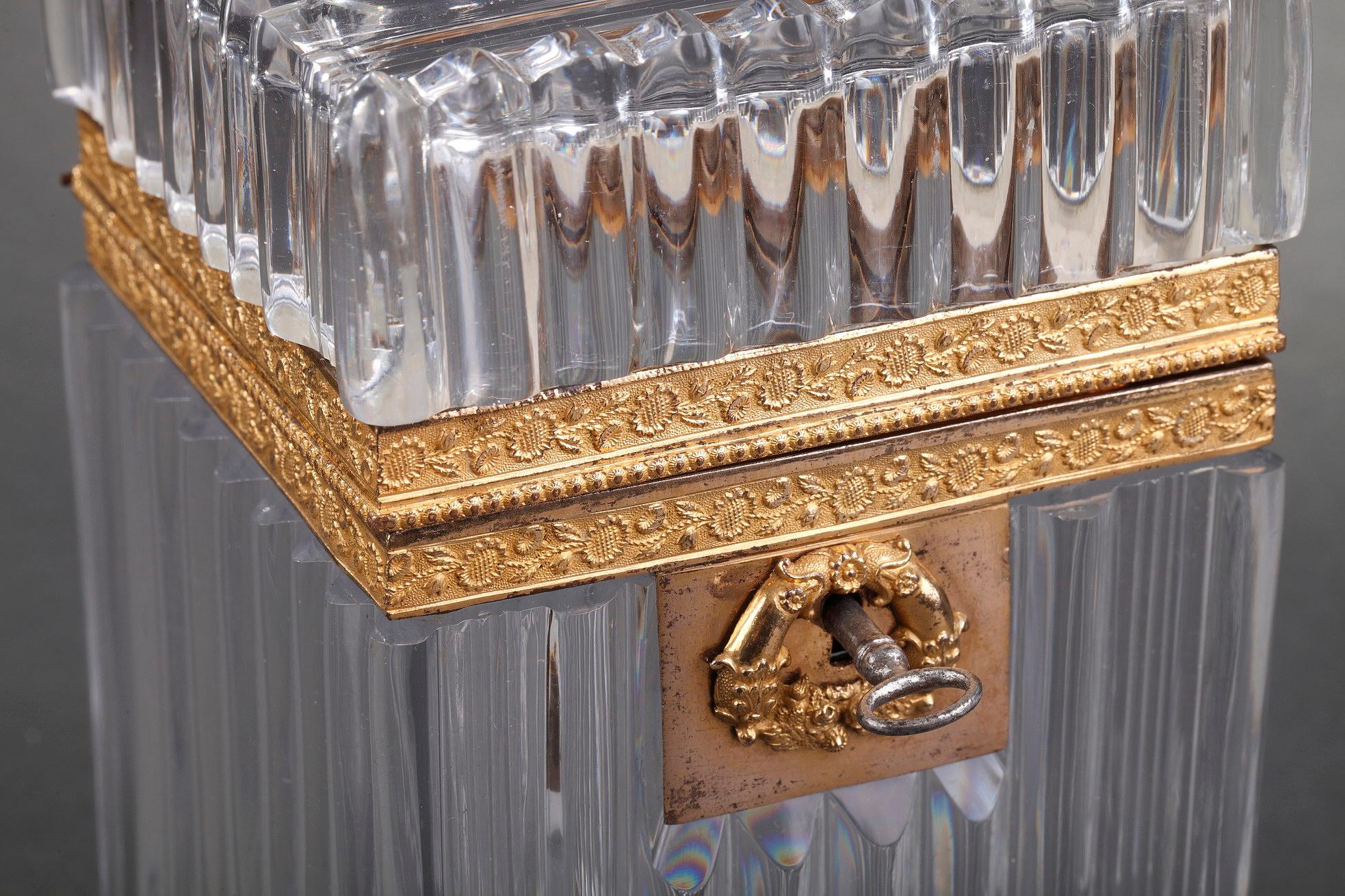 French Charles X Cut Crystal Casket with Ormulu Mounts For Sale