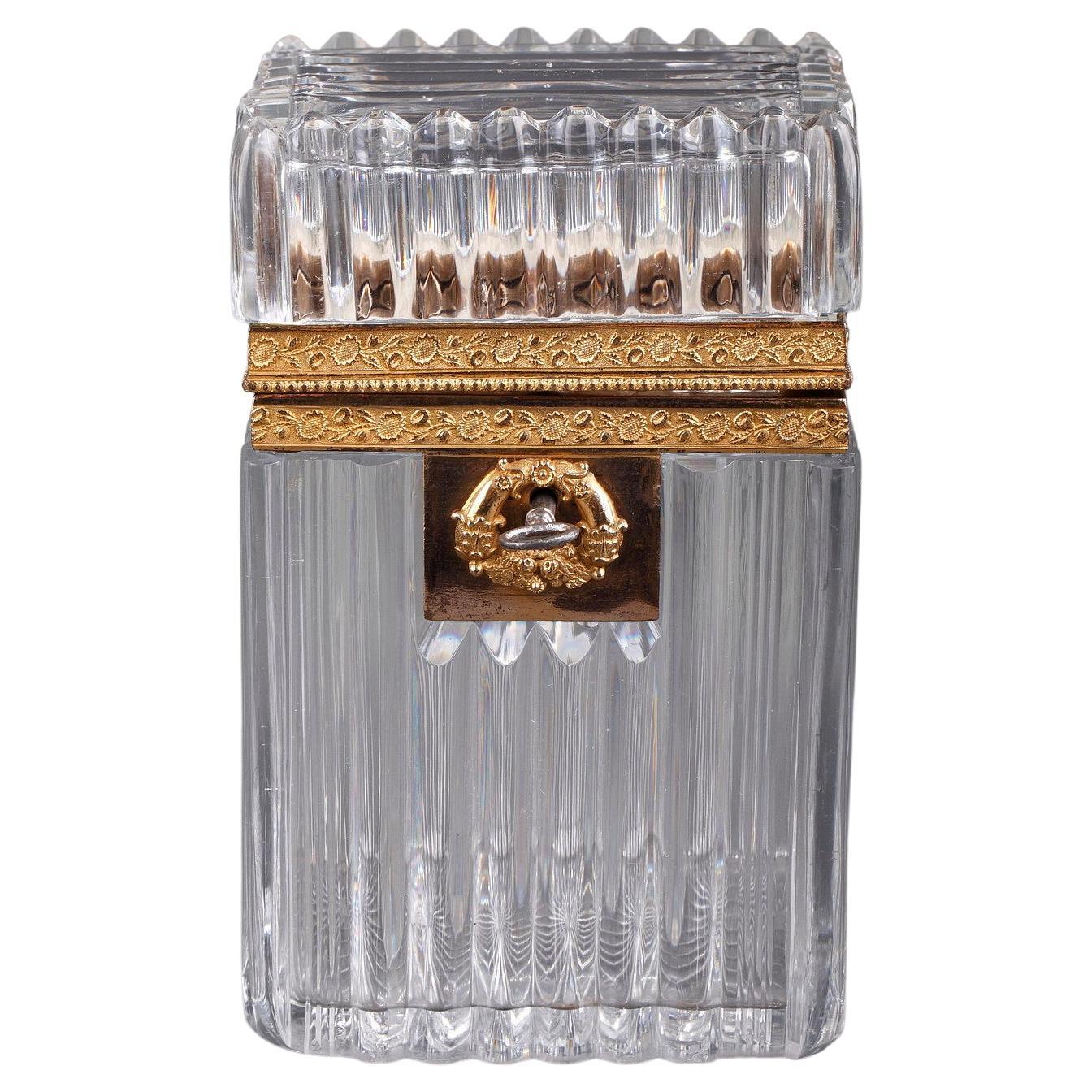 Charles X Cut Crystal Casket with Ormulu Mounts For Sale