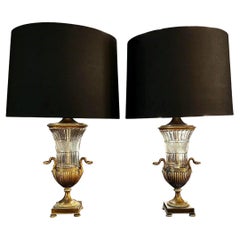  Crystal And Gilded Bronze Lamps A Pair 
