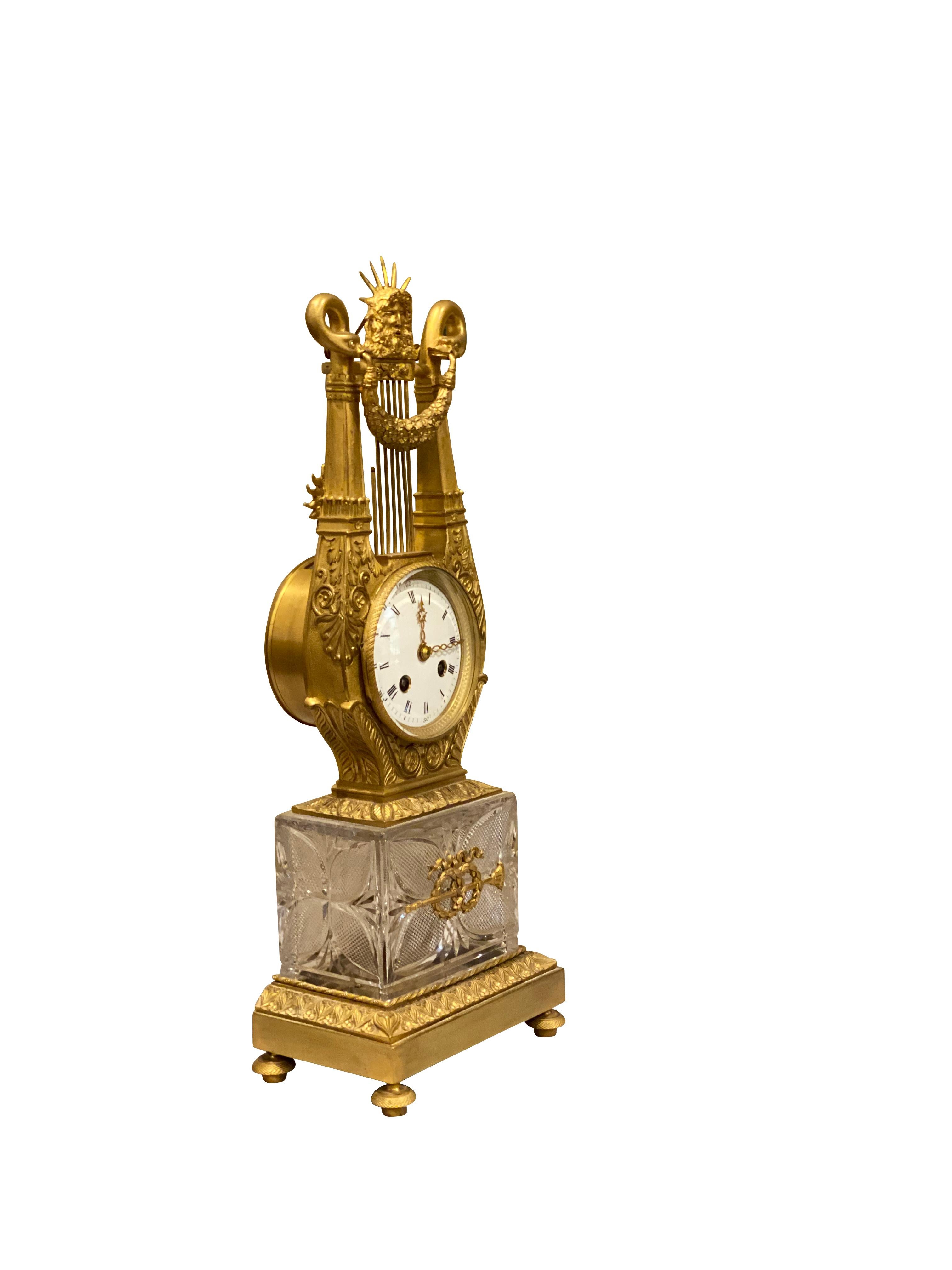 Bronze Charles X Cut Glass and Ormolu Mantle Clock For Sale