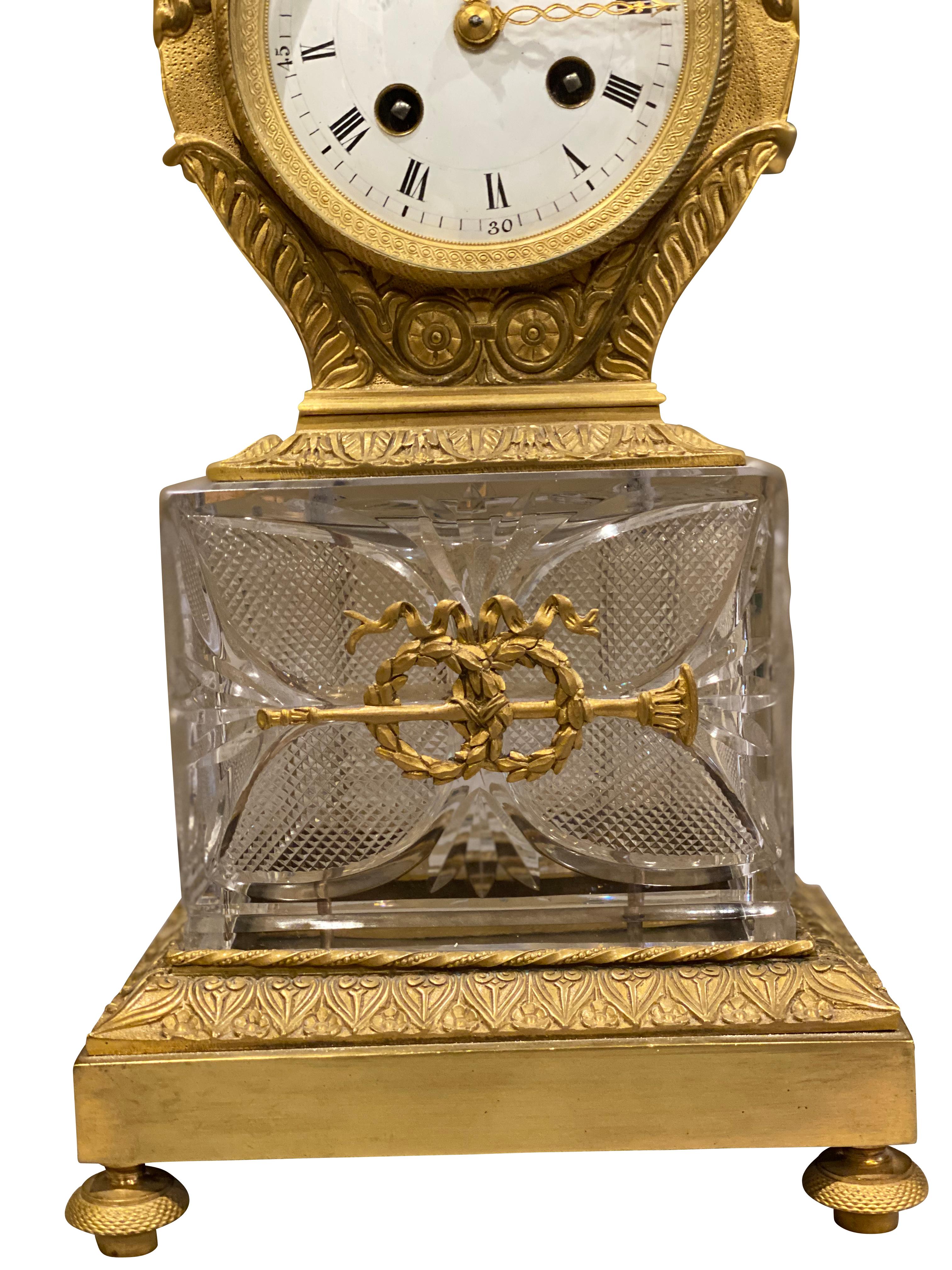Charles X Cut Glass and Ormolu Mantle Clock For Sale 2