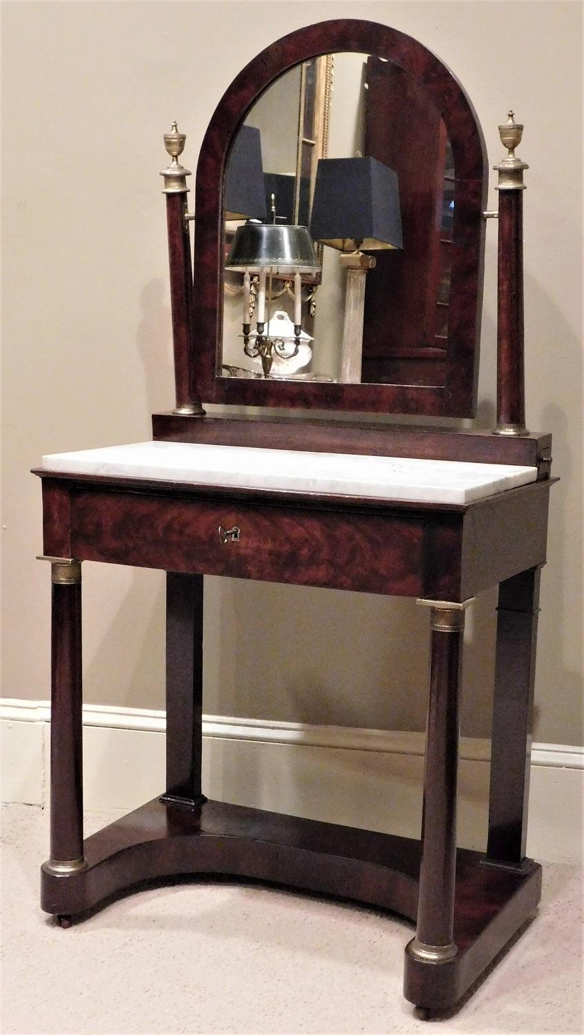 French Charles X Empire Mahogany Dressing Table, France, Circa 1820 For Sale