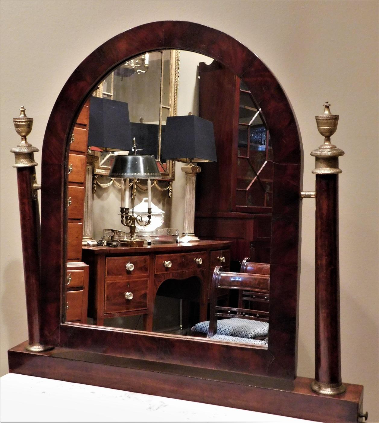 Brass Charles X Empire Mahogany Dressing Table, France, Circa 1820 For Sale