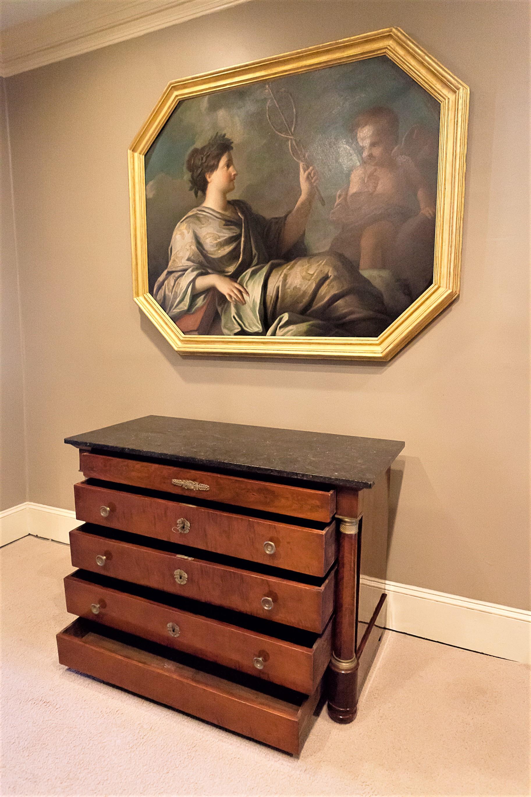 Charles X Empire Style 5-Drawer Commode, France, circa 1820 In Good Condition In Alexandria, VA