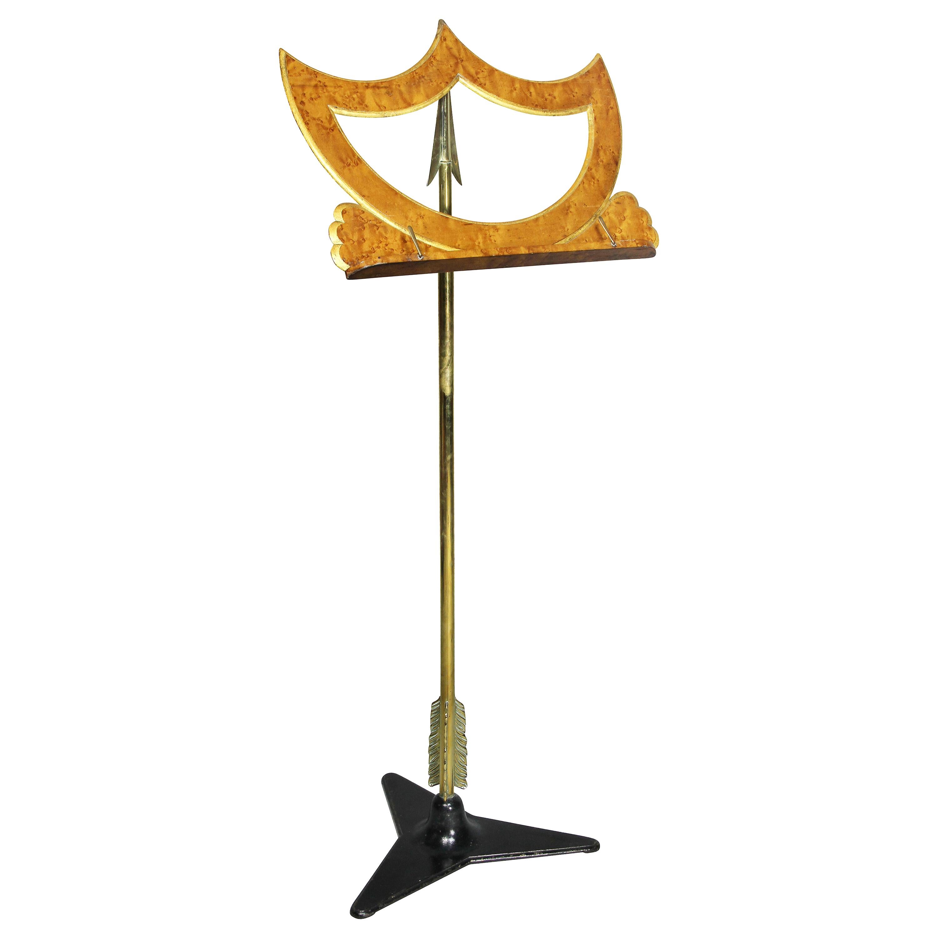 Charles X Faux Birds Eye Maple and Brass Music Stand For Sale