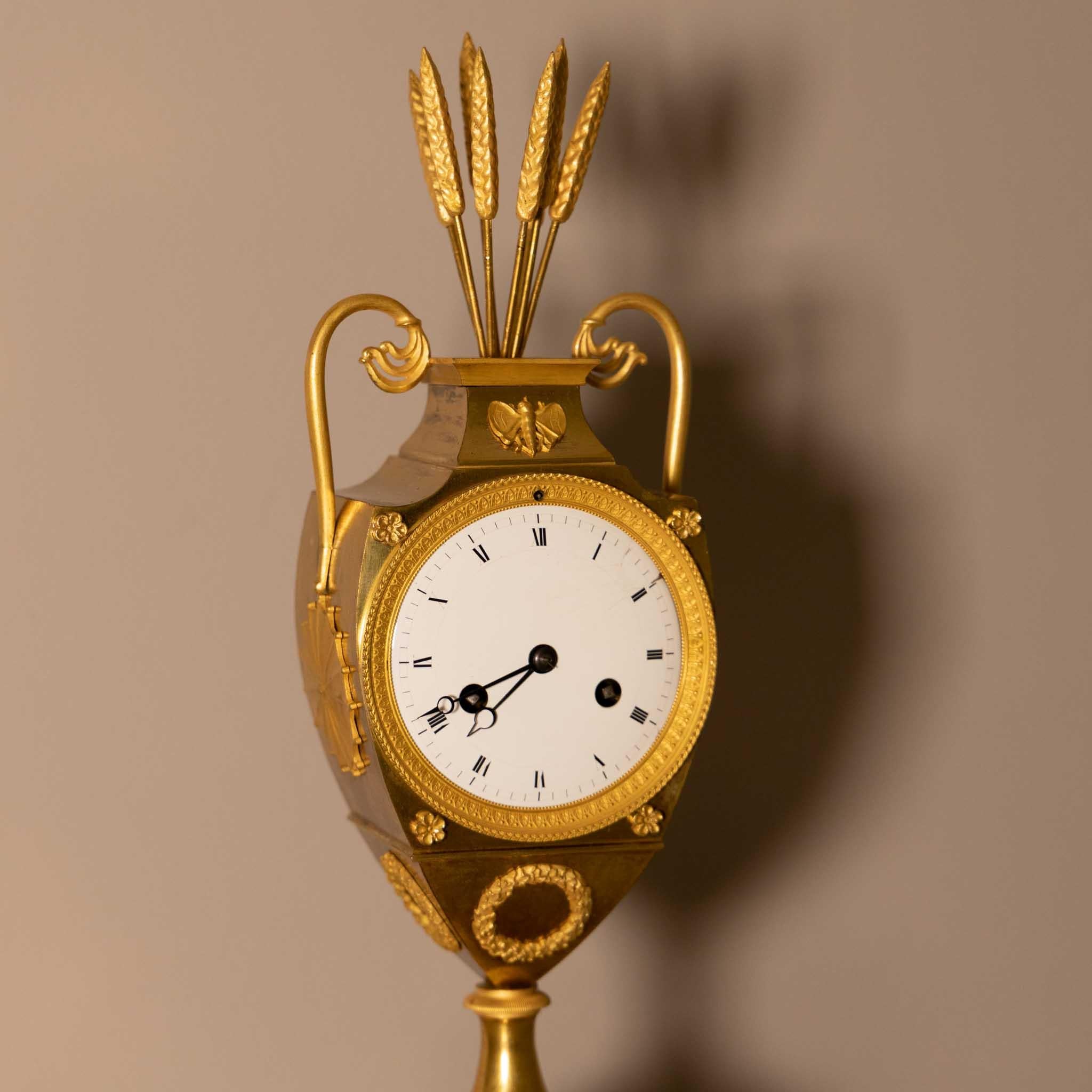 German Charles X Fire-Gilt Mantle Clock, France, 1830s For Sale