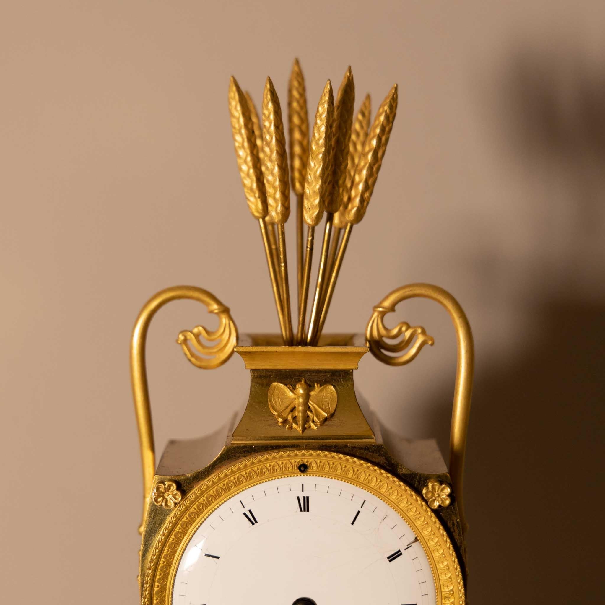 Mid-19th Century Charles X Fire-Gilt Mantle Clock, France, 1830s For Sale