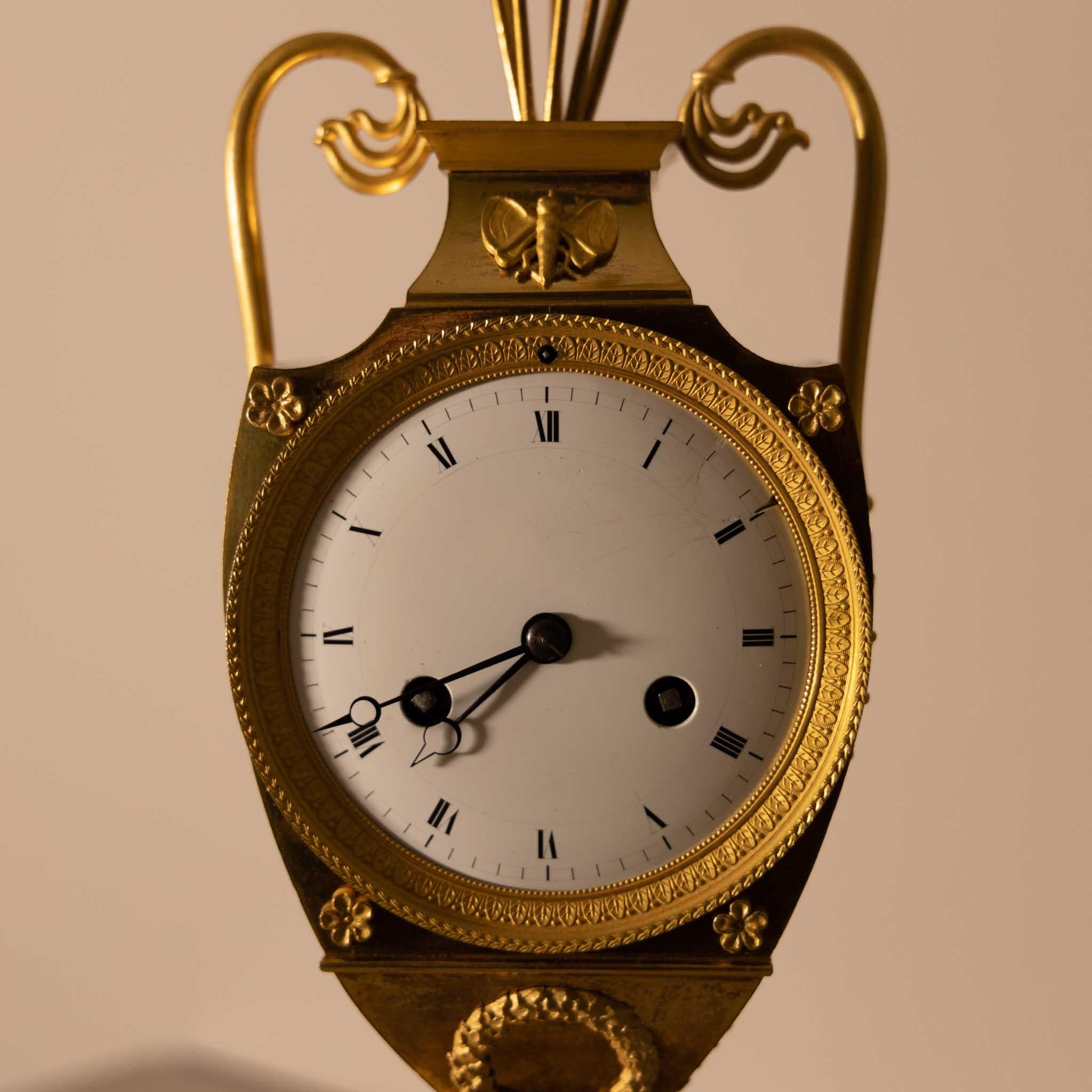 Charles X Fire-Gilt Mantle Clock, France, 1830s For Sale 3