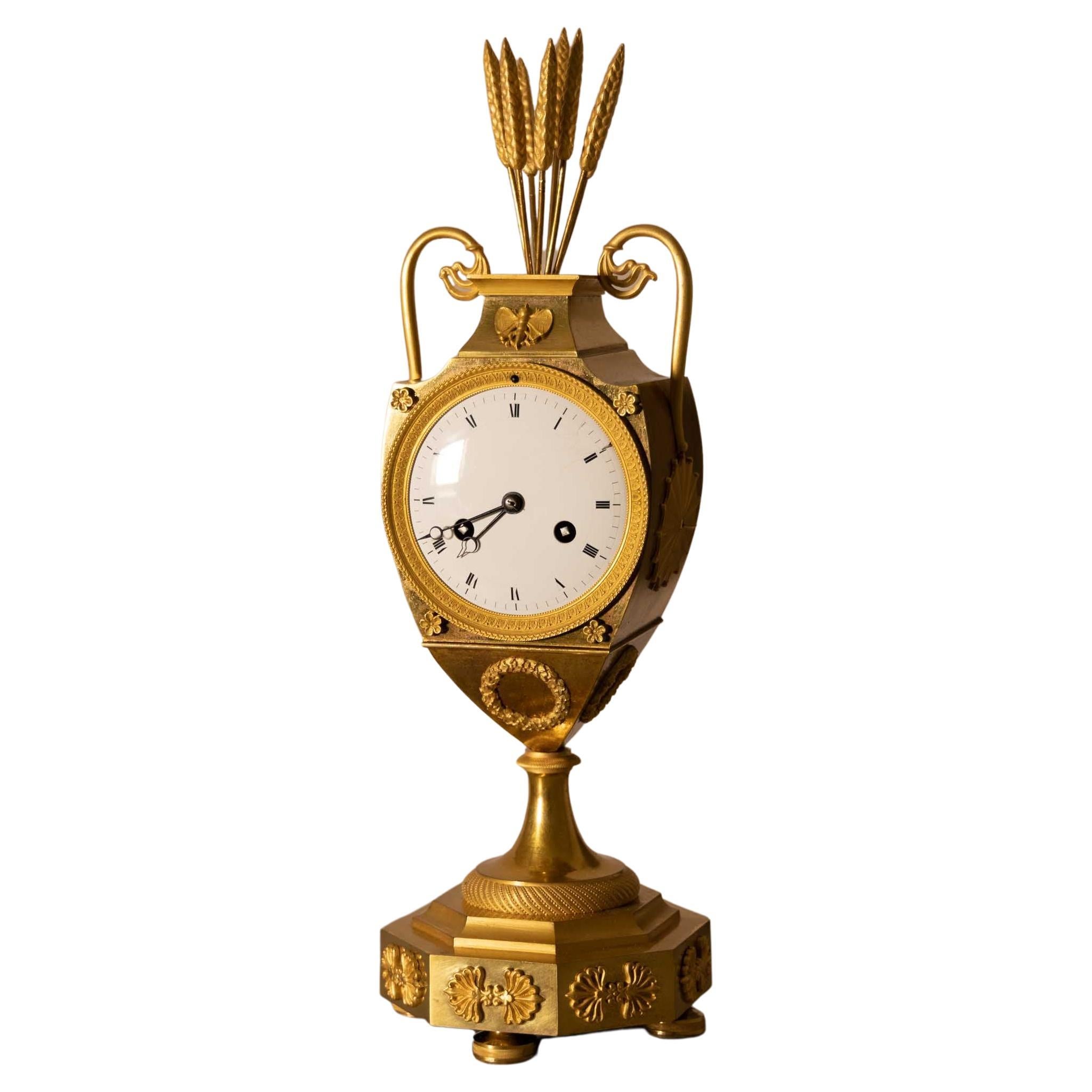 Charles X Fire-Gilt Mantle Clock, France, 1830s For Sale