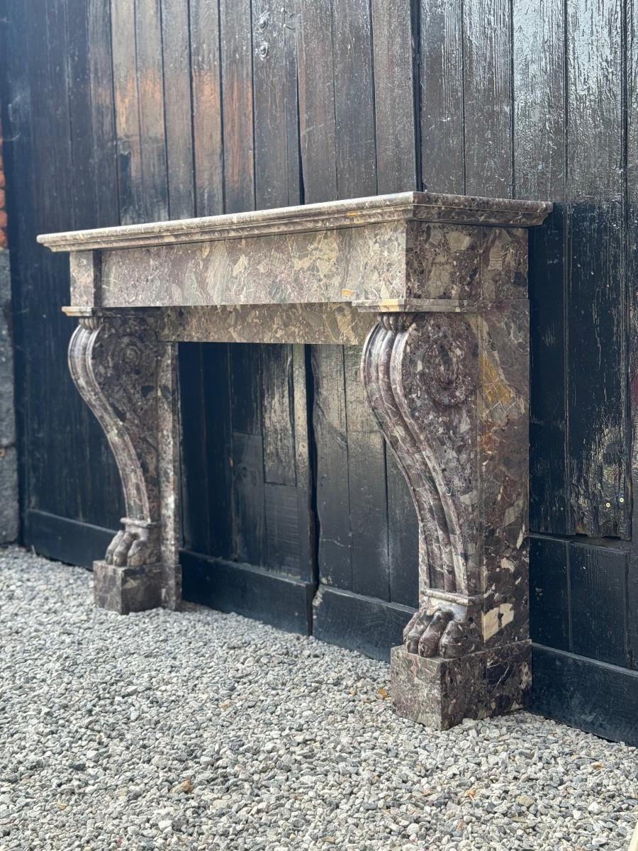 Cheminée Charles X en marbre de Waulsort, début du 19e siècle Bon état - En vente à Honnelles, WHT