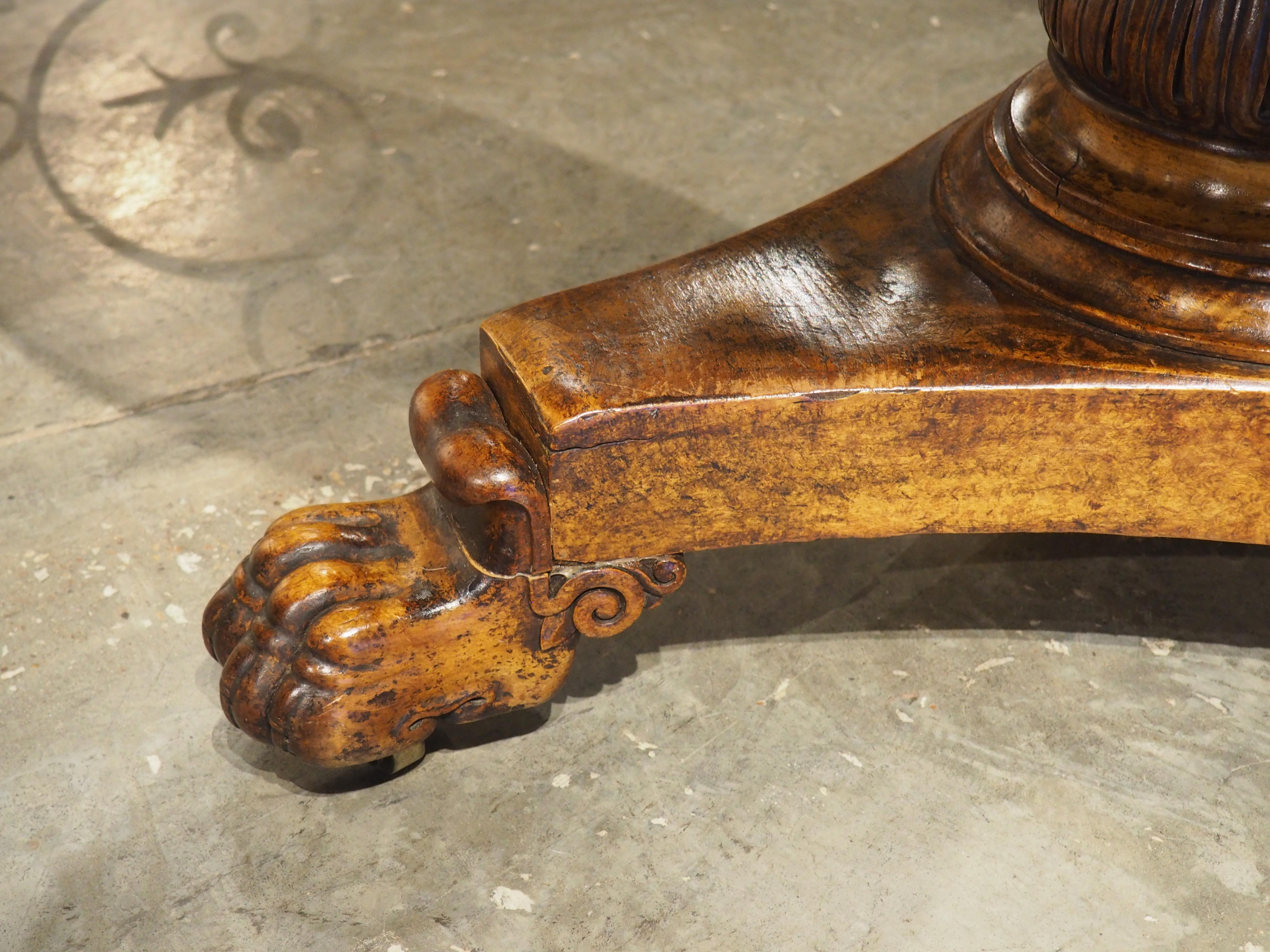 Charles X French Burl Maple Center Table with Paw Feet, Circa 1830 For Sale 5