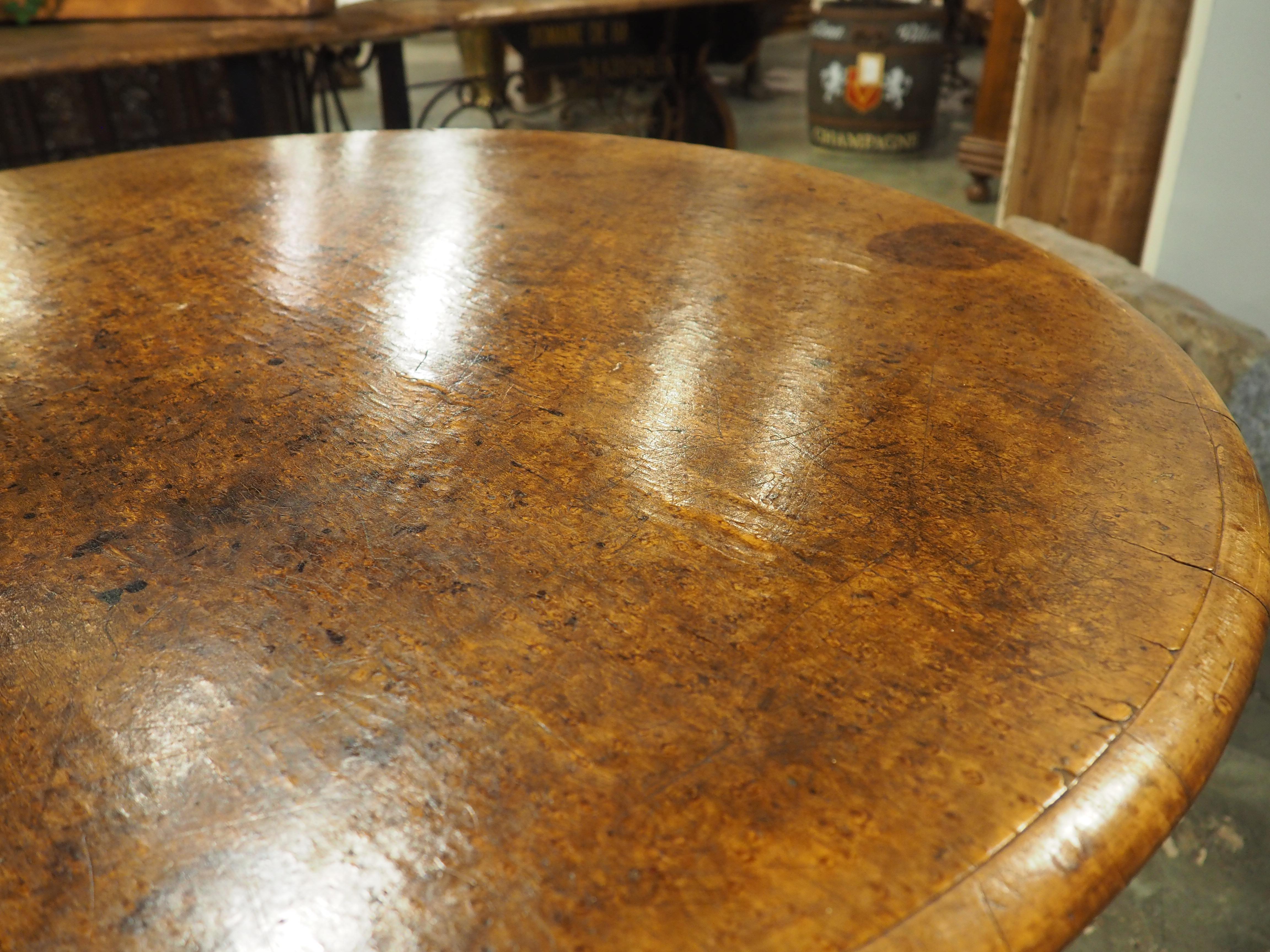Charles X French Burl Maple Center Table with Paw Feet, Circa 1830 For Sale 6