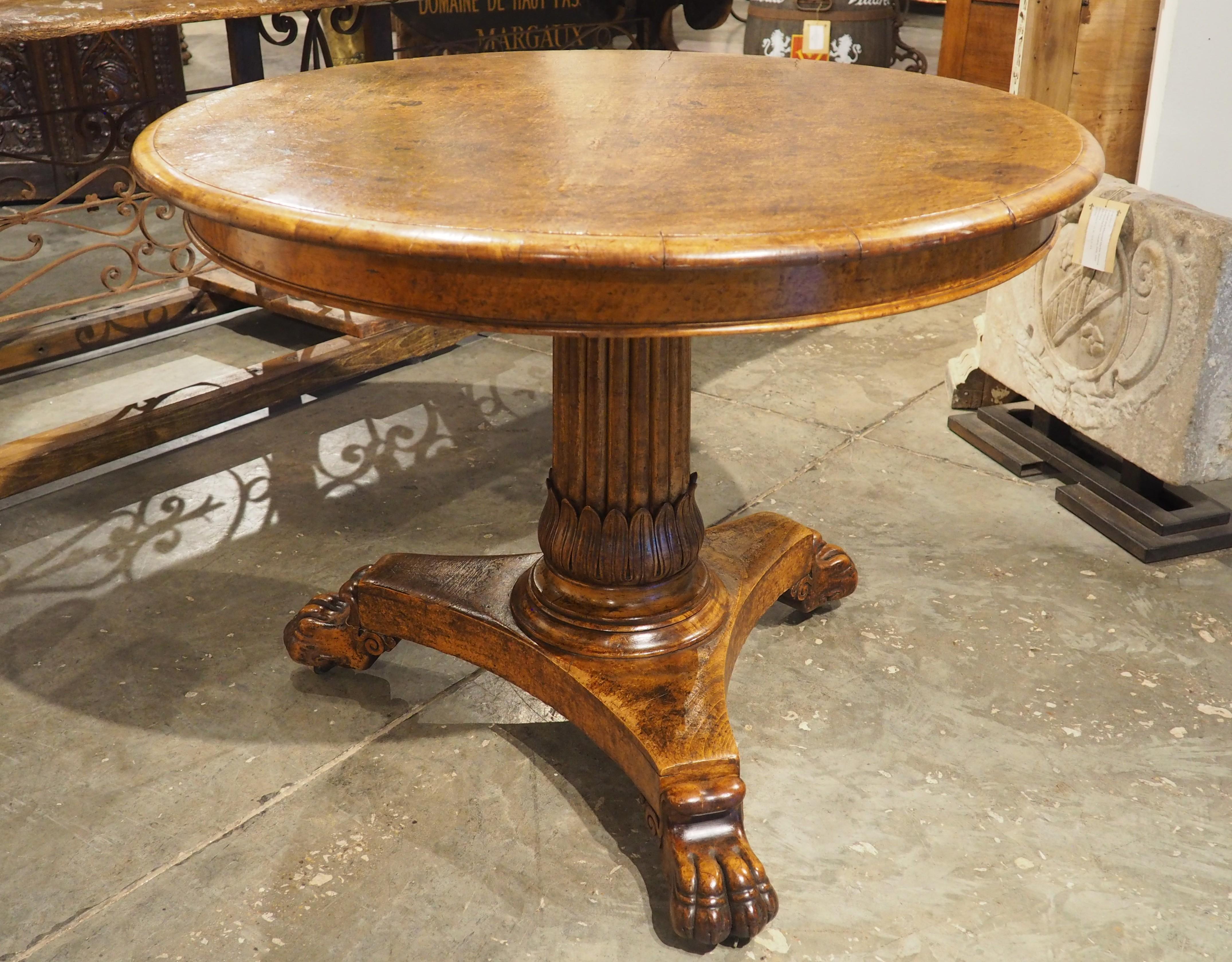 Charles X French Burl Maple Center Table with Paw Feet, Circa 1830 For Sale 8