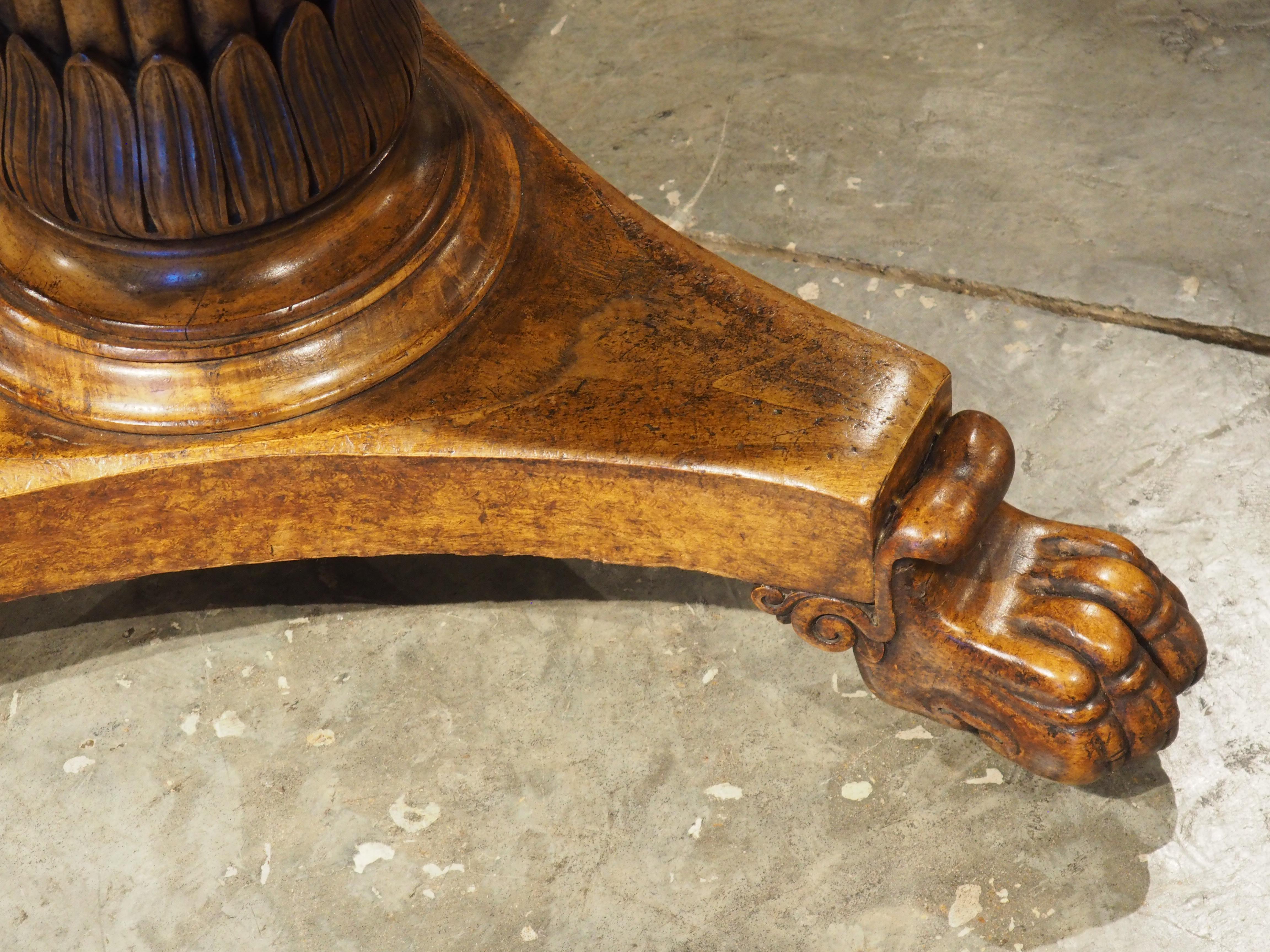 Charles X French Burl Maple Center Table with Paw Feet, Circa 1830 For Sale 12