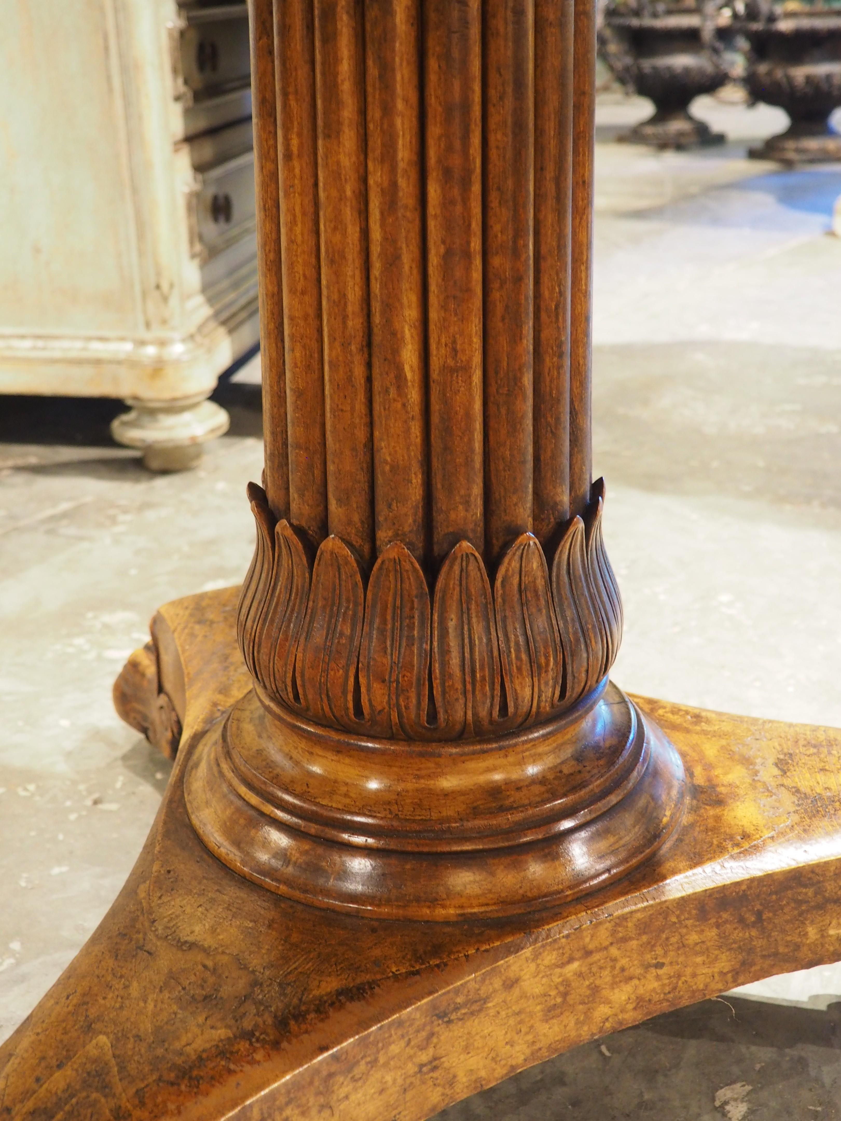 Charles X French Burl Maple Center Table with Paw Feet, Circa 1830 In Good Condition For Sale In Dallas, TX