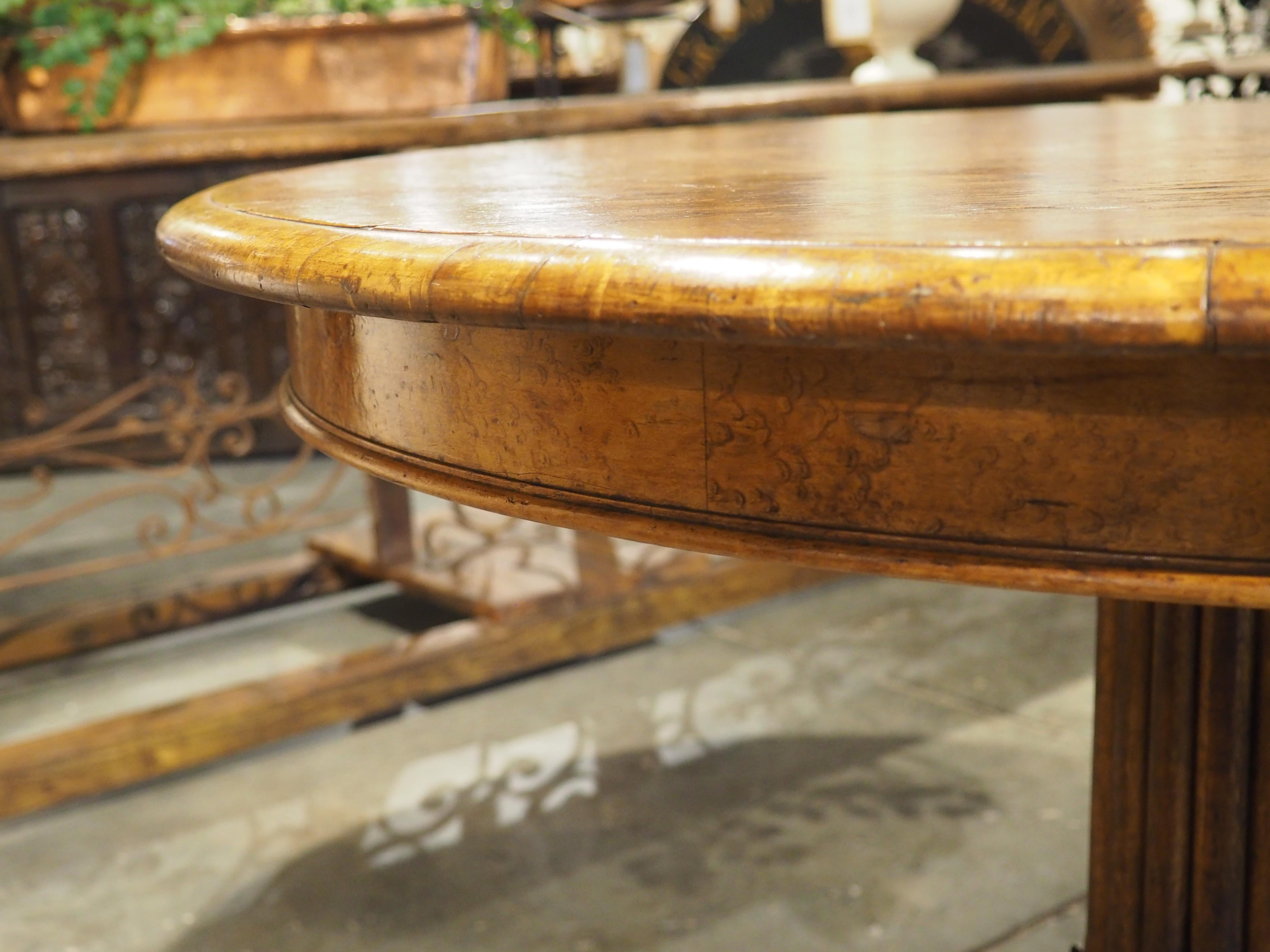 Charles X French Burl Maple Center Table with Paw Feet, Circa 1830 For Sale 1