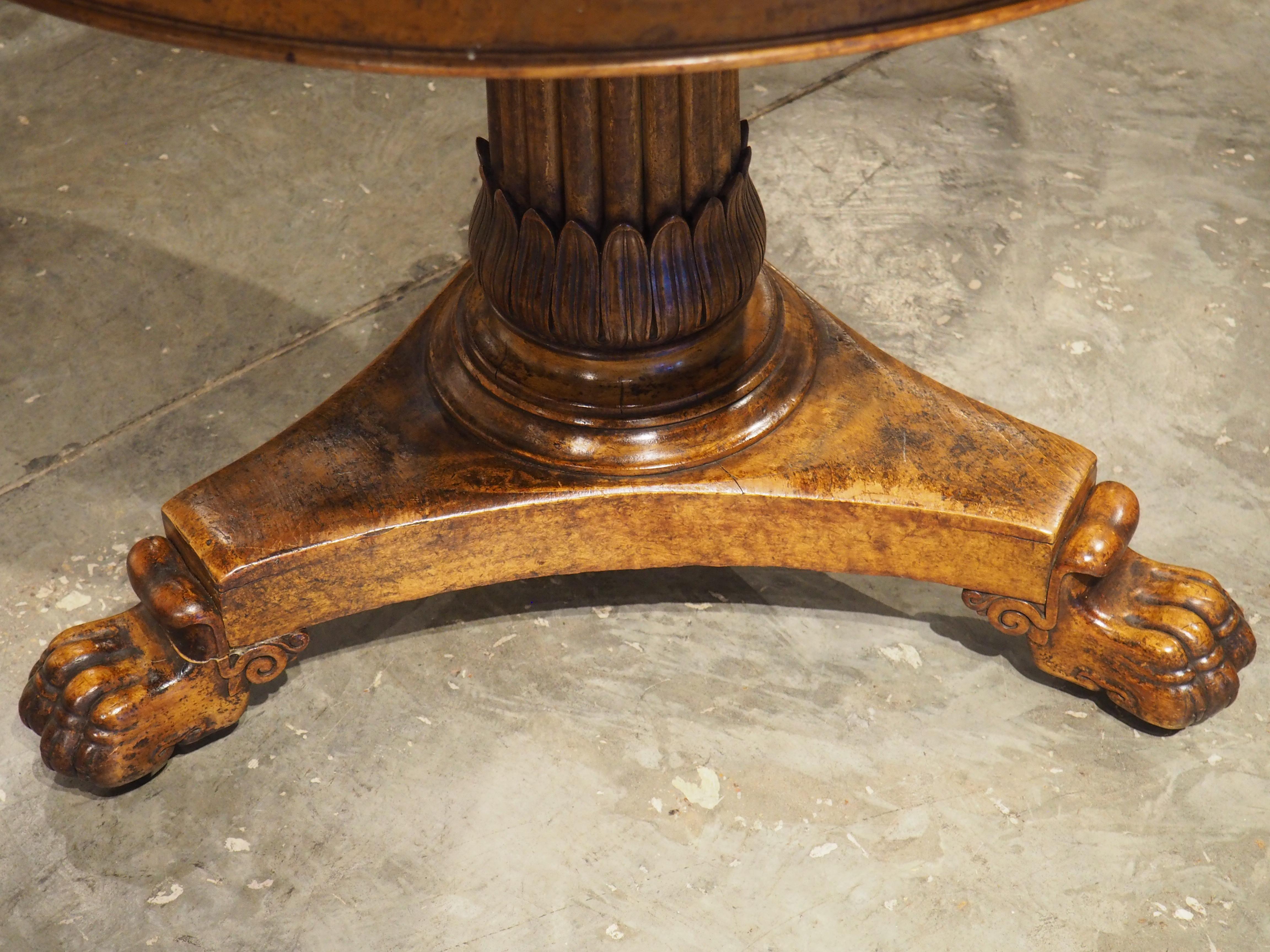 Charles X French Burl Maple Center Table with Paw Feet, Circa 1830 For Sale 3