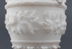 Charles X French Carved Alabaster Urns, Pair