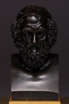 Charles X French Mantle Clock with Homer's Bust, 19th Century