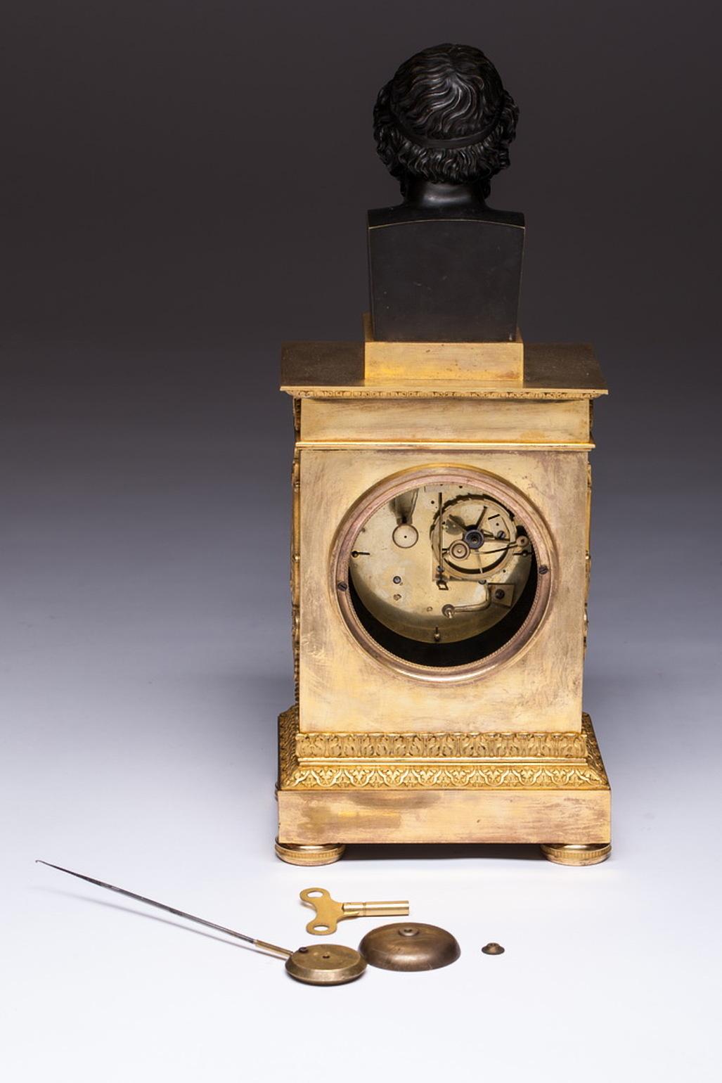 Charles X French Mantle Clock with Homer's Bust, 19th Century For Sale 2