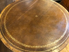 Charles X French Provincial Tooled Leather Tilt-Top Walnut and Oak Wine Table