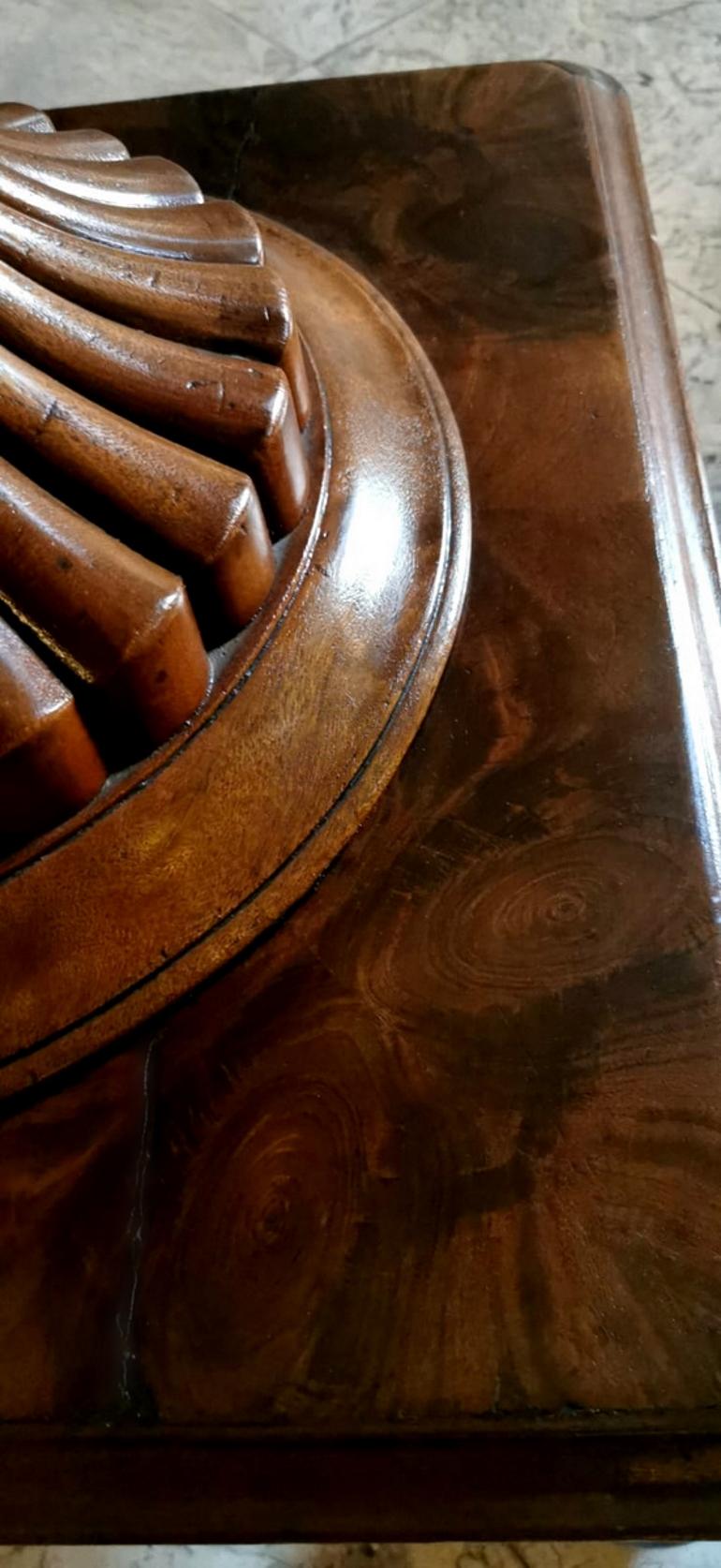 Charles X French Solid Mahogany Round Table with Dark Emperador Marble Top 8