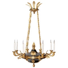 Charles X Gilt and Patinated Bronze Eight-Light Chandelier