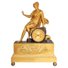 Charles X Vergoldete und patinierte Bronze-Figurenuhr