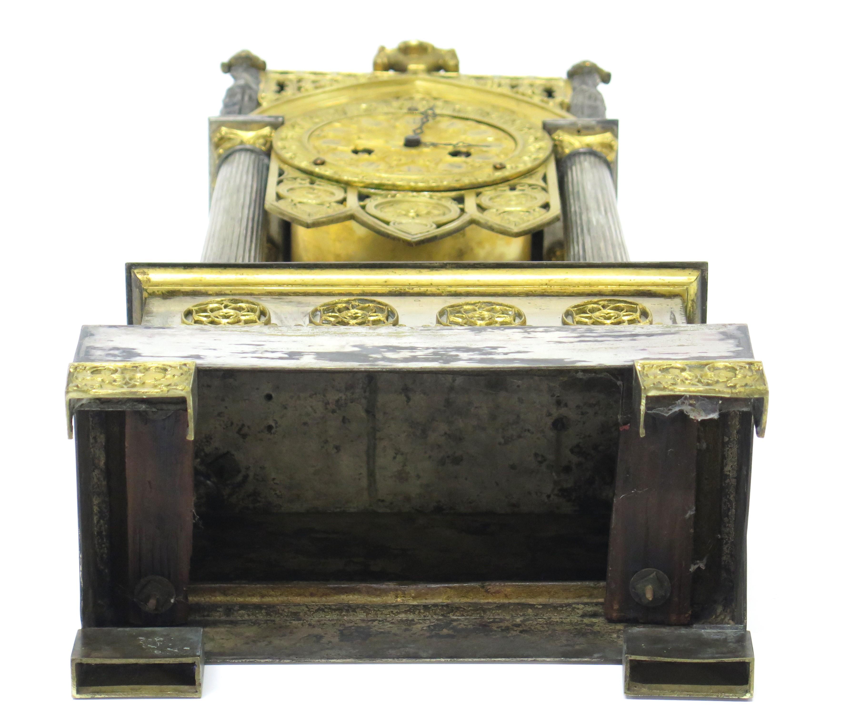 Charles X Gilt and Silver Clock For Sale 9