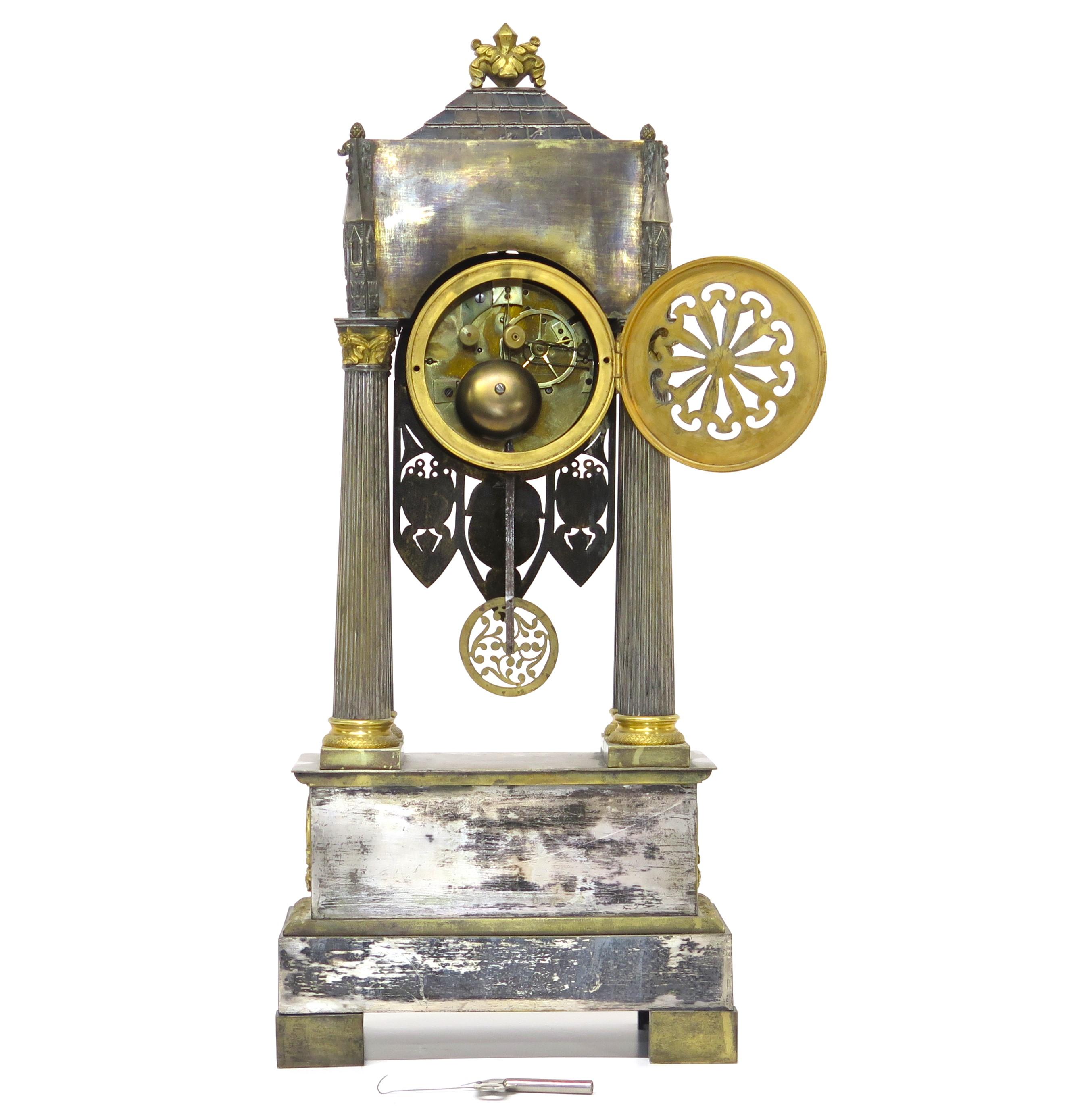 Ormolu Charles X Gilt and Silver Clock For Sale