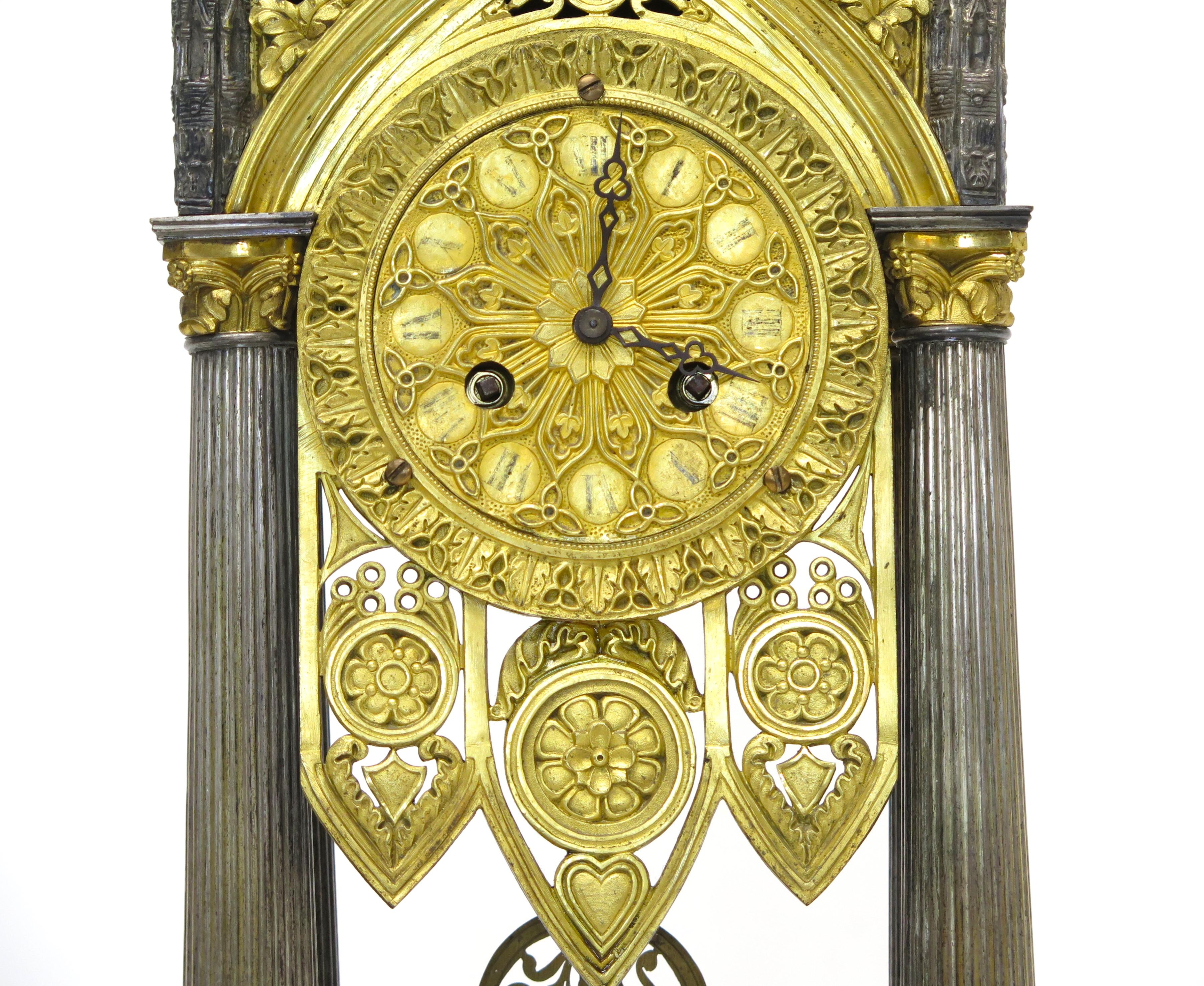Charles X Gilt and Silver Clock For Sale 2