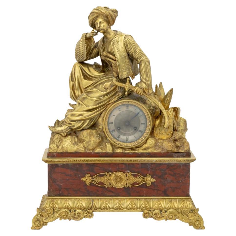 Charles X Gilt Bronze and Marble "Mamelouk" Clock