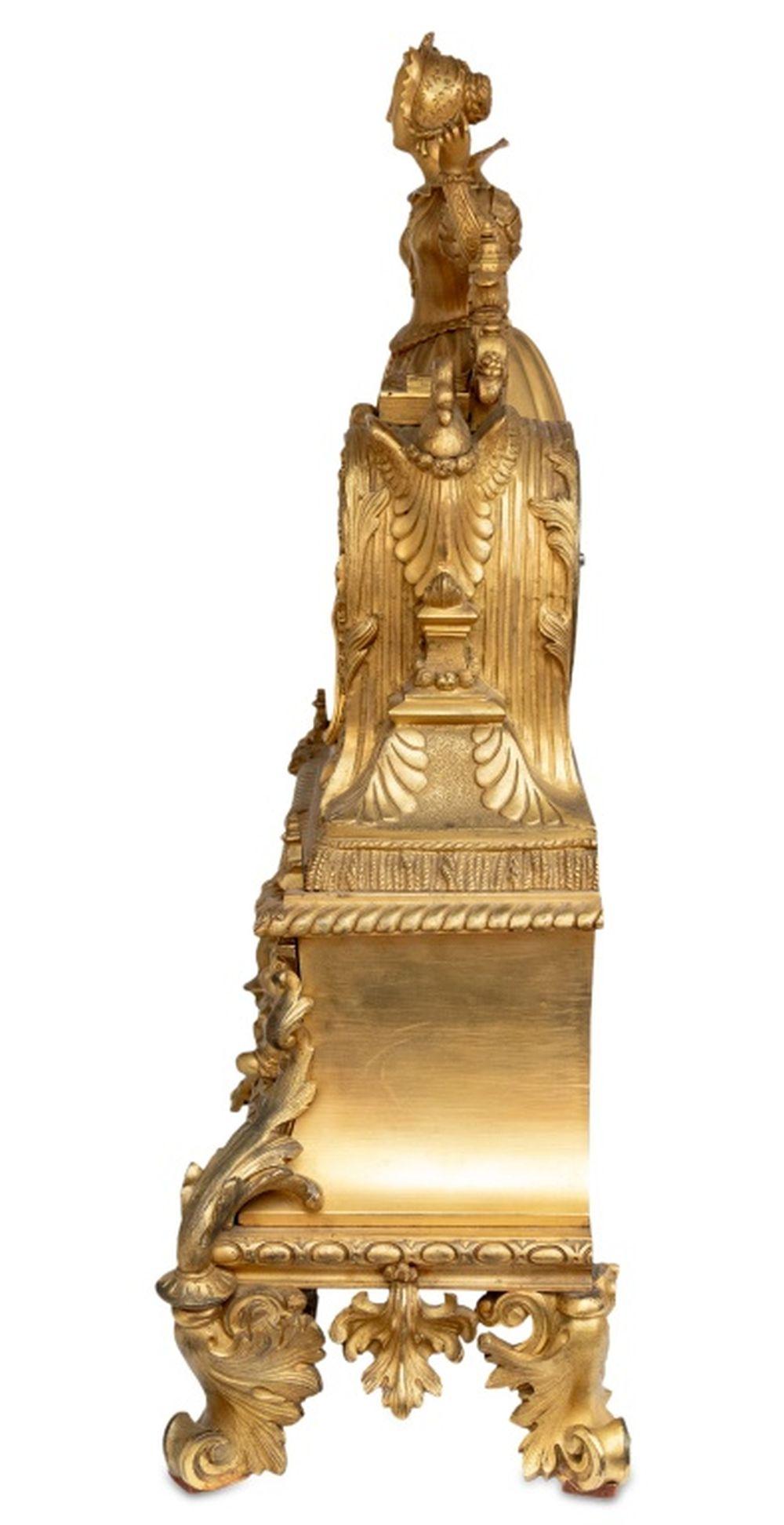 Charles X Gilt Bronze Figural Clock, ca. 1830 In Good Condition For Sale In Astoria, NY