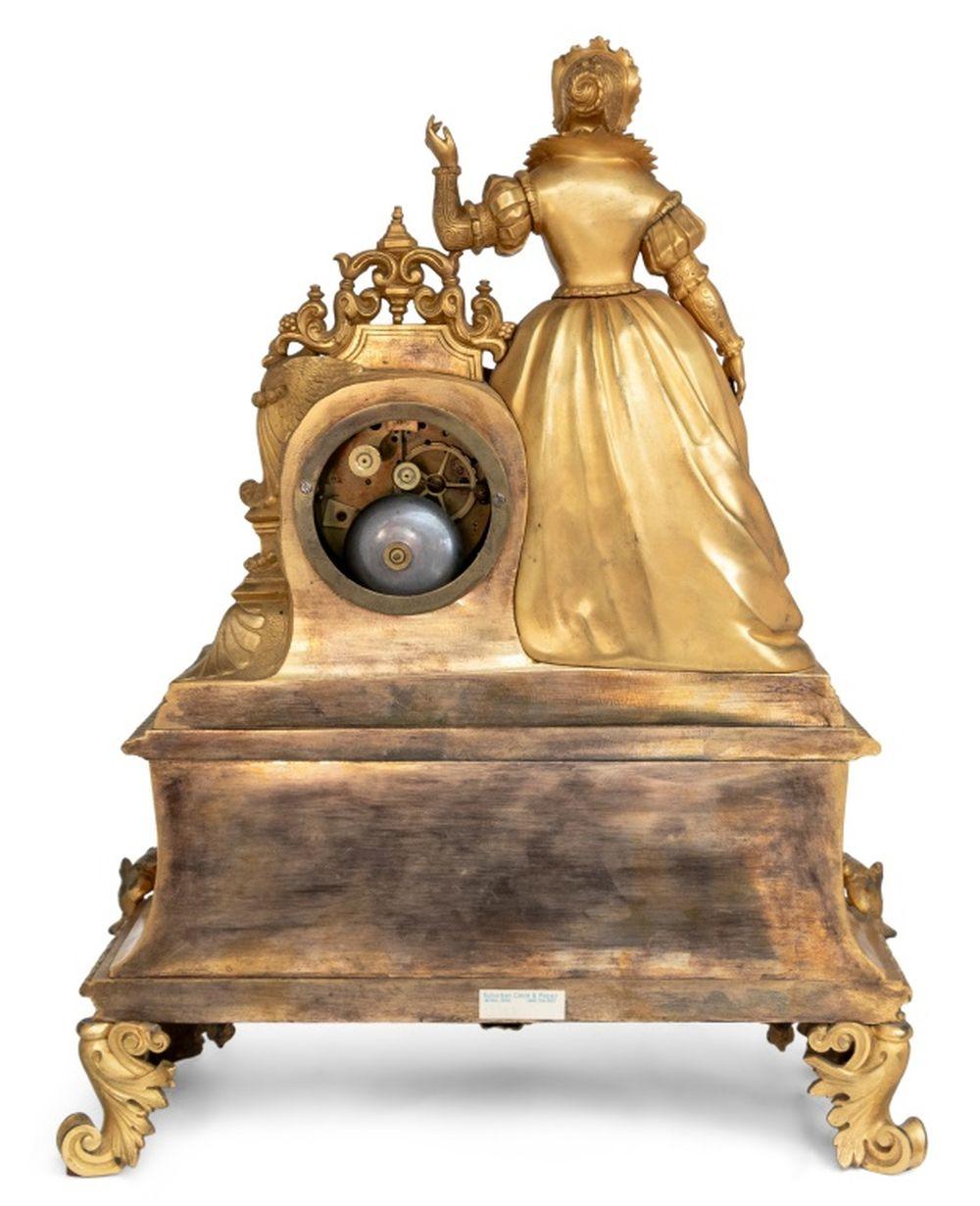 19th Century Charles X Gilt Bronze Figural Clock, ca. 1830 For Sale