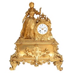 Charles X Gilt Bronze Figural Clock, ca. 1830