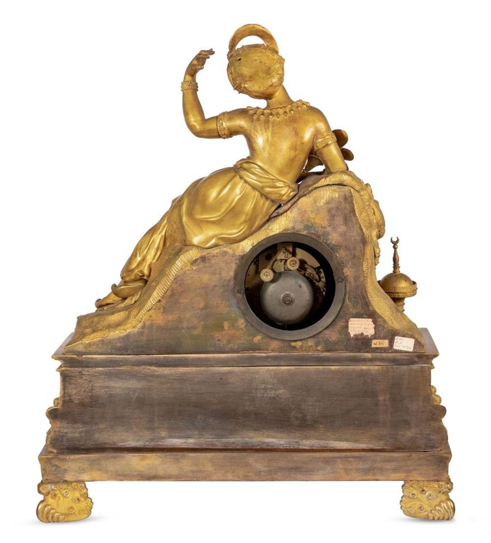 Charles X Gilt Bronze Figural Clock In Good Condition For Sale In Astoria, NY
