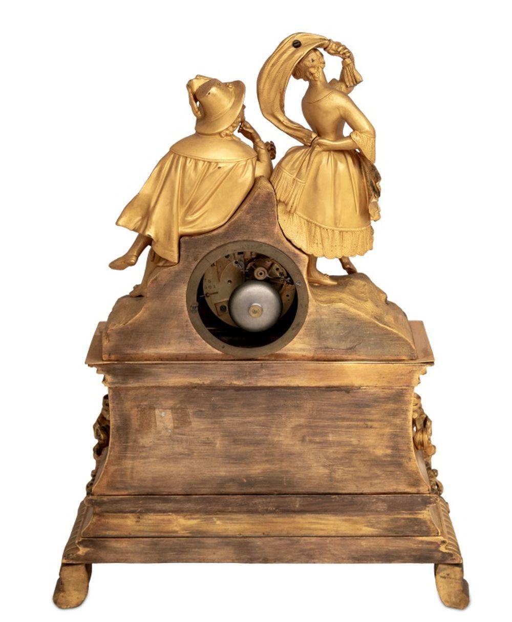 Mid-19th Century Charles X Gilt Bronze Figural Clock For Sale