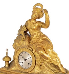 Charles X Gilt Bronze Figural Mantel Clock