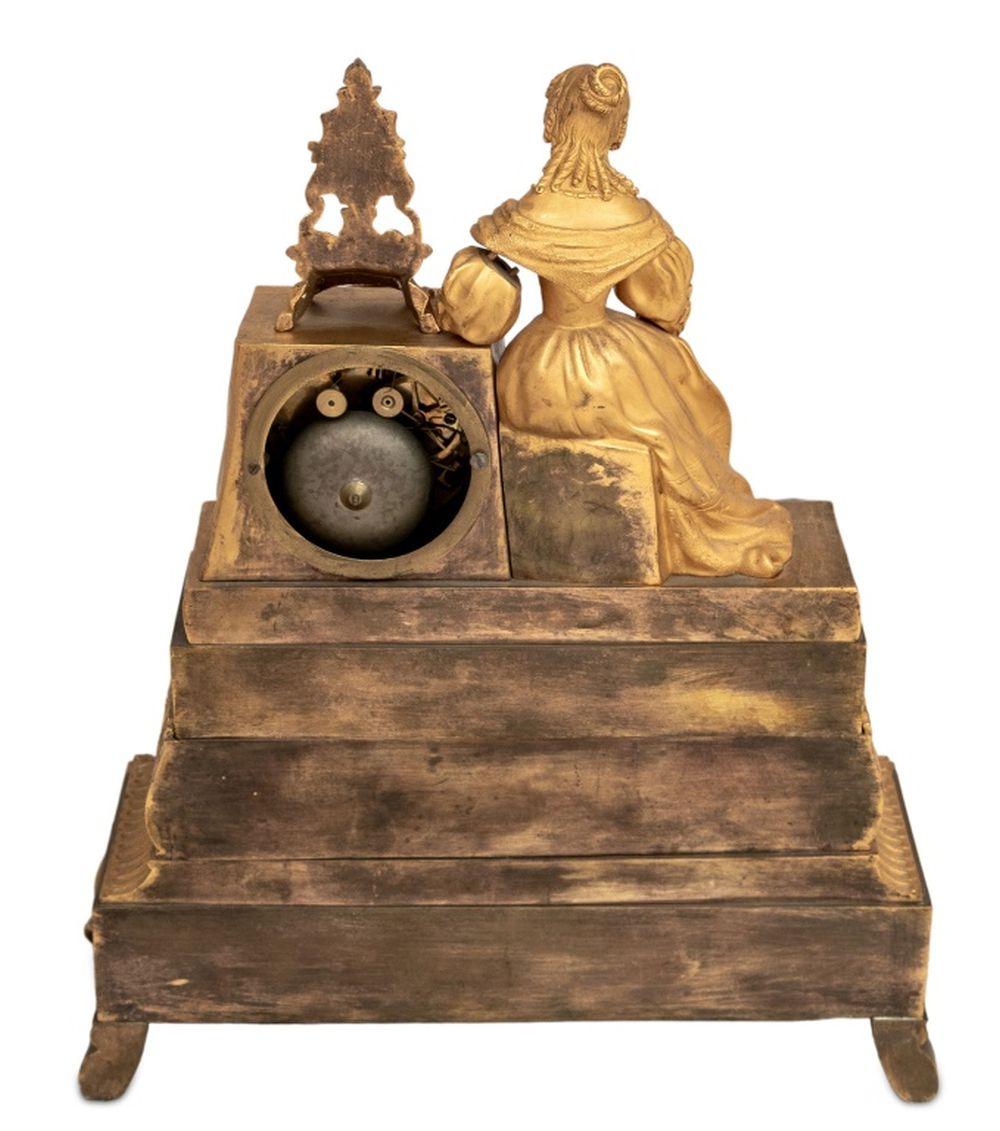 Mid-19th Century Charles X Gilt Bronze Figural Mantel Clock For Sale