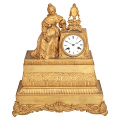 Charles X Gilt Bronze Figural Mantel Clock