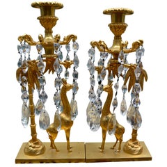 Charles X Gilt Bronze Giraffe Candlesticks